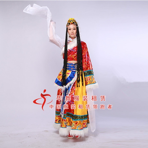 女士唐古拉风藏族服装_藏族舞蹈表演服_民族舞蹈演出服装