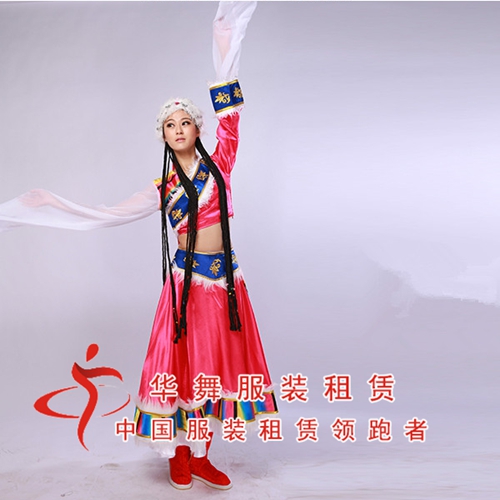 藏族舞蹈服_唐古拉风水袖服装_少数民族服饰