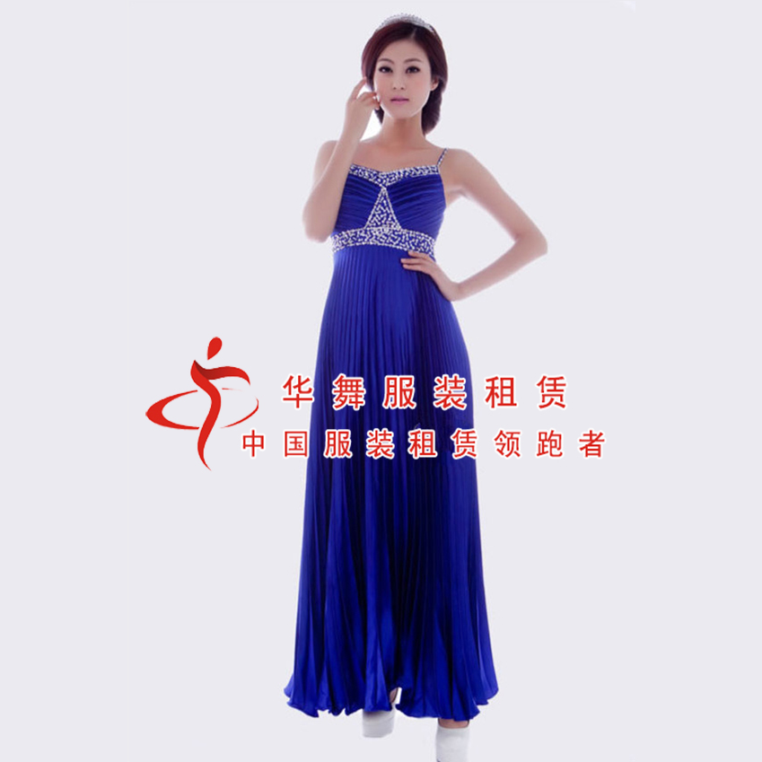 吊带合唱服出租_修长高腰晚礼服_端庄主持人服装