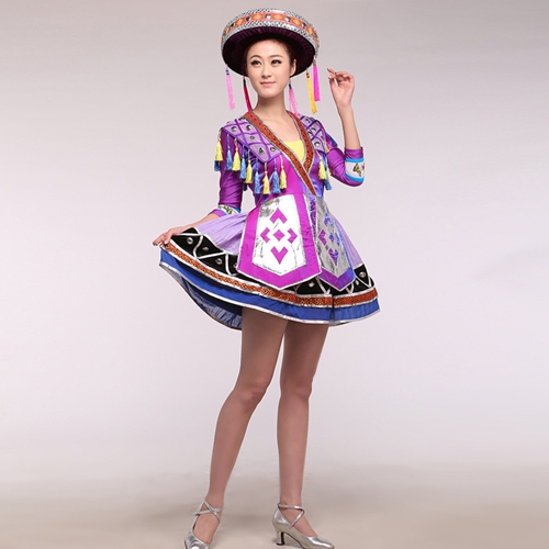 壮族民族舞蹈服装_壮族舞台服装_少数民族表演服