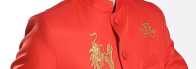 红色绣龙中山装礼服