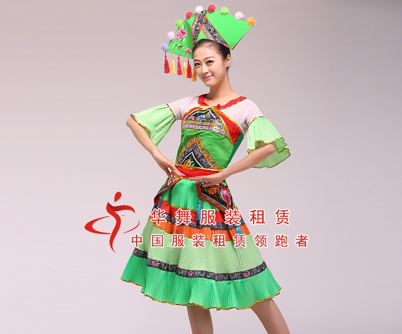 壮族民族舞蹈演出服_少数民族服装广场舞服_舞蹈服演出服- 南京华舞服装租赁