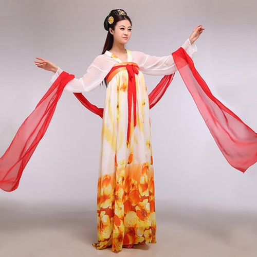 女款汉服古装_改良唐代服装_齐胸高腰飘带儒裙 - 南京华舞服装租赁